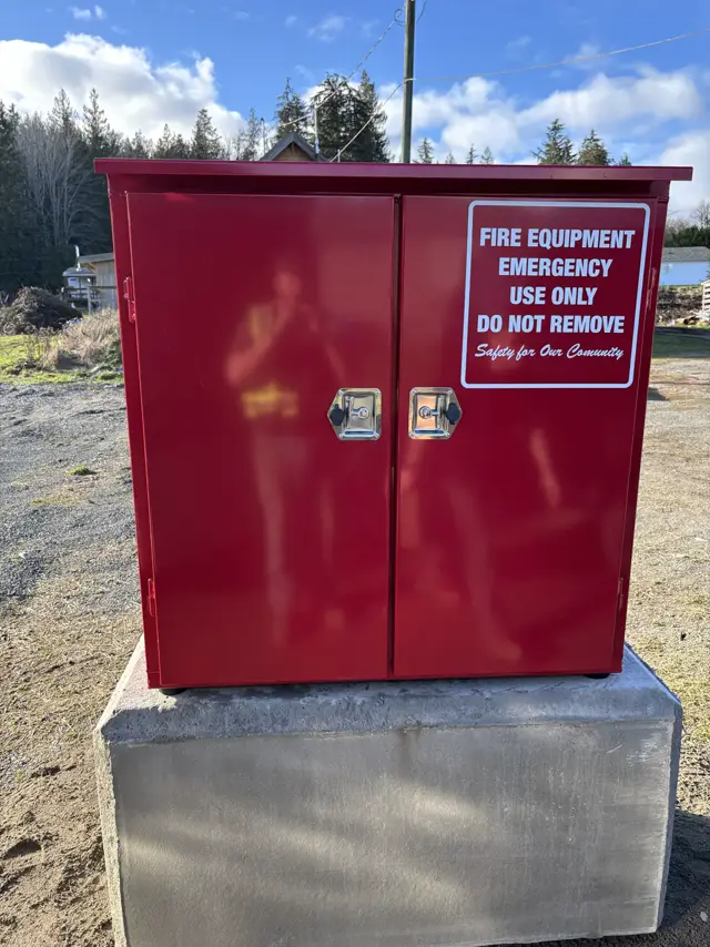 Fire box on a concrete base