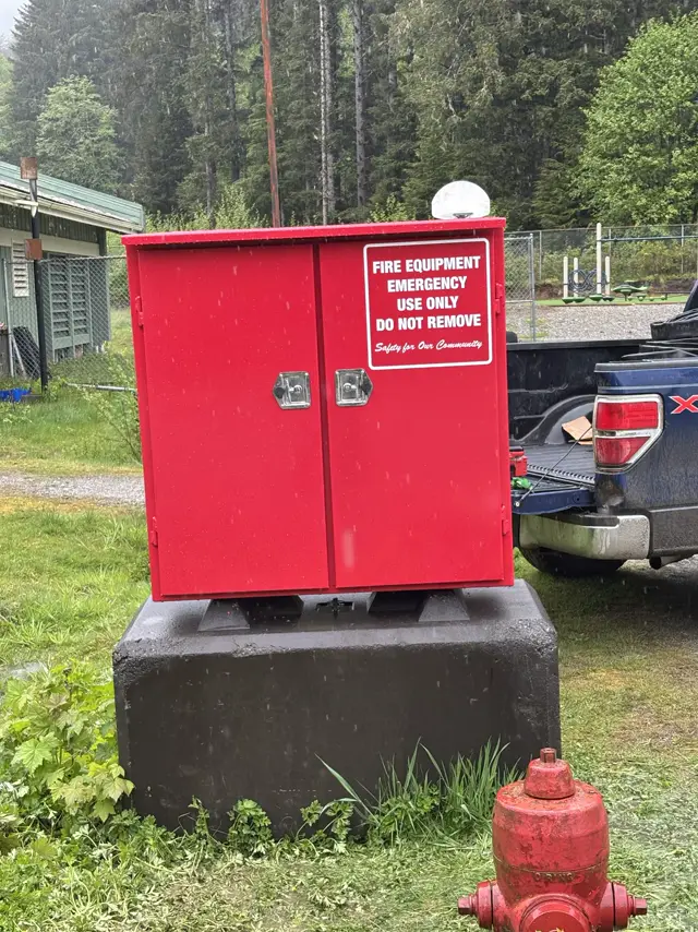 Fire box beside a hydrant