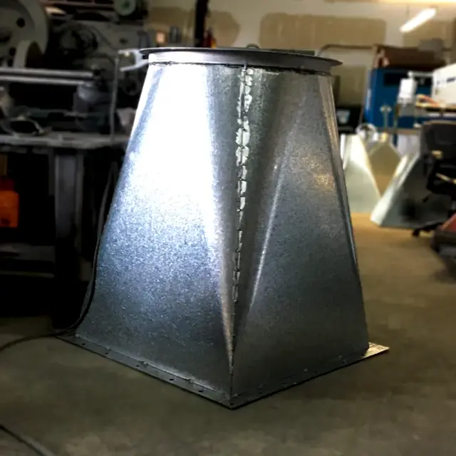 Galvanized duct transition