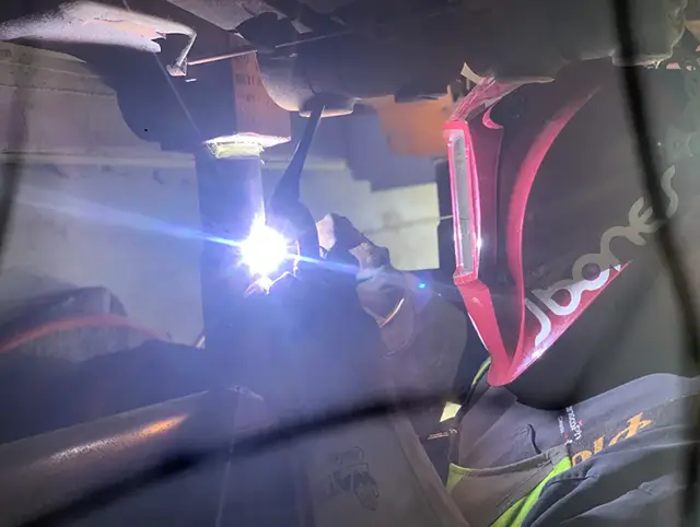 On-site welding under a structure